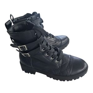 Xoxo Girls Combat Ankle Boots Black Size 5 Super Lug Platform Zip Up